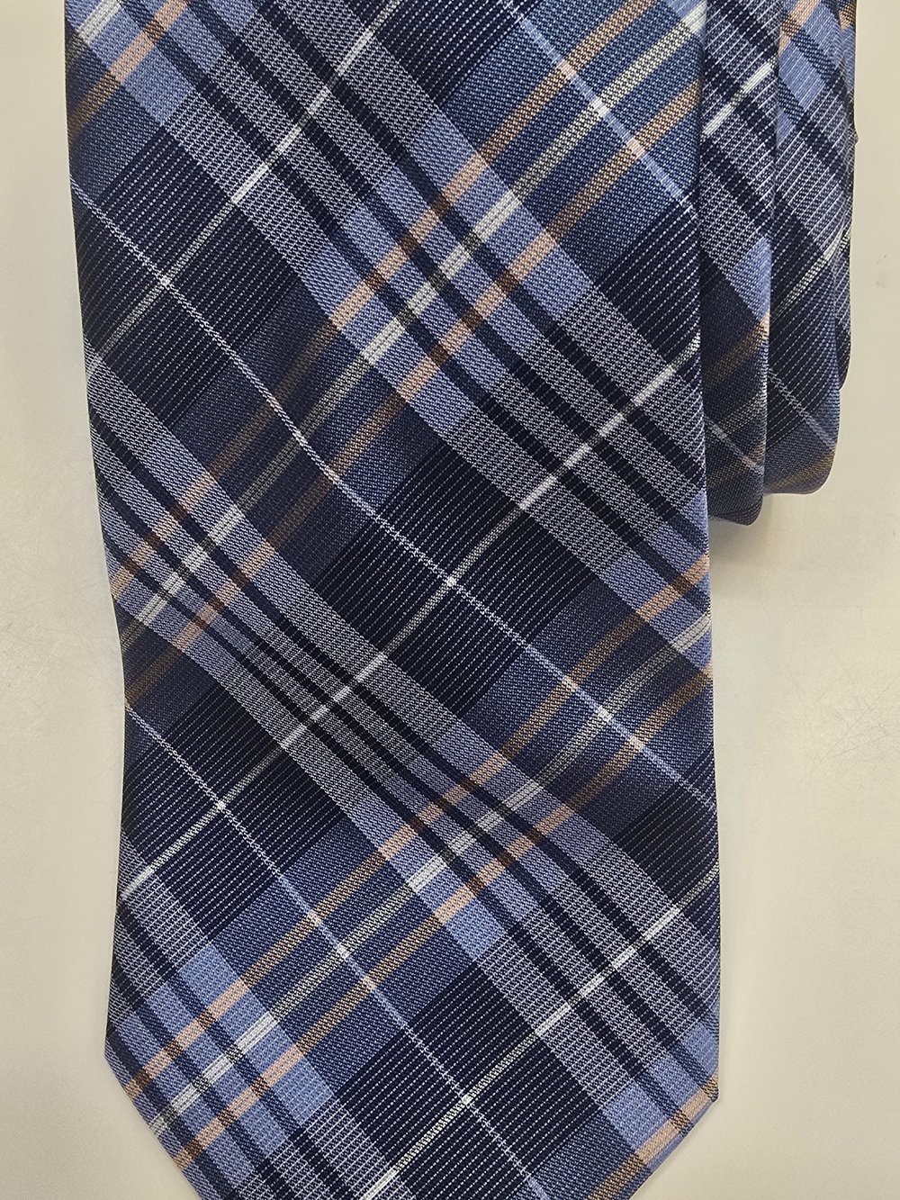 Stafford Blue and Tan Plaid Men's Tie